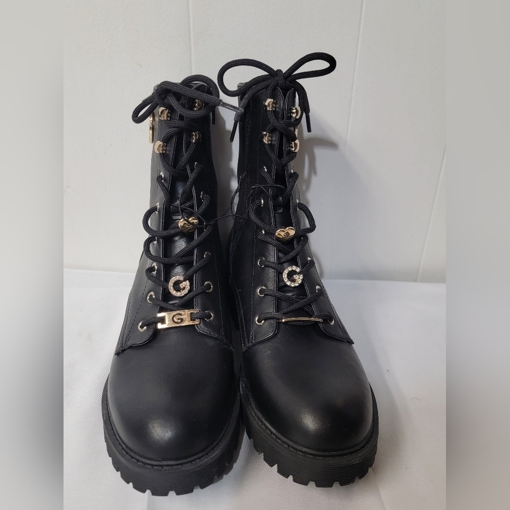 GBG (G by Guess) Womens Size 10 Black Combat Boots With Goldtone Hardware - Picture 5 of 6